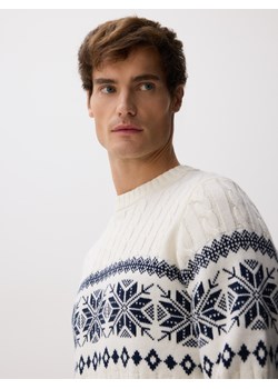 Reserved - Sweter z warkoczowym splotem - złamana biel ze sklepu Reserved w kategorii Swetry męskie - zdjęcie 187497516