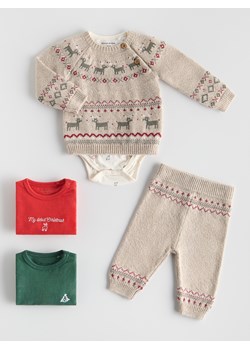 Reserved - Dzianinowy komplet z bawełną - kremowy ze sklepu Reserved w kategorii Komplety niemowlęce - zdjęcie 187498506