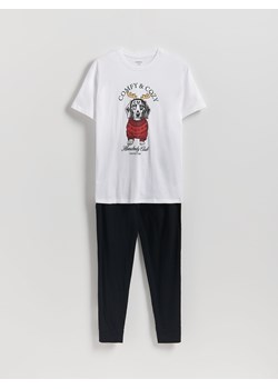 Reserved - Dwuczęściowa piżama ze świątecznym motywem - biały ze sklepu Reserved w kategorii Piżamy męskie - zdjęcie 187498628