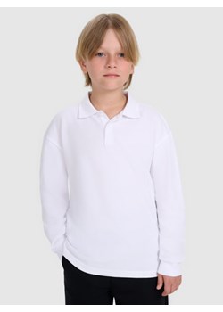 Chłopięcy longsleeve polo 4F 4FJWAW25TLONM483 - biały ze sklepu Sportstylestory.com w kategorii T-shirty chłopięce - zdjęcie 187498708