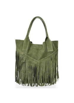 Firmowy Włoski Shopper w stylu Boho Vittoria Gotti Zielona ze sklepu PaniTorbalska w kategorii Torby Shopper bag - zdjęcie 187498825