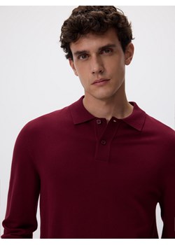 Reserved - Wiskozowy sweter polo - bordowy ze sklepu Reserved w kategorii Swetry męskie - zdjęcie 187499429