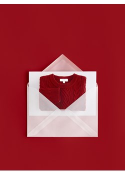 Reserved - Wełniany sweter z warkoczowym splotem - czerwony ze sklepu Reserved w kategorii Swetry męskie - zdjęcie 187499706