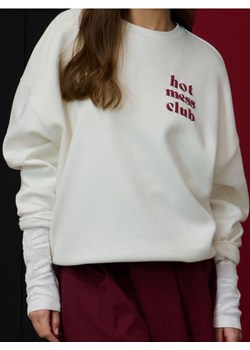 Sinsay - Bluza z nadrukiem na plecach - kremowy ze sklepu Sinsay w kategorii Bluzy damskie - zdjęcie 187500415