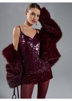 Sinsay - Elegancki top z połyskującymi aplikacjami - bordowy ze sklepu Sinsay w kategorii Bluzki damskie - zdjęcie 187500488