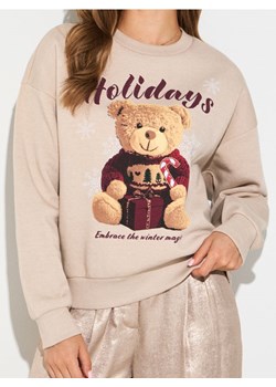 Sinsay - Bluza crewneck z motywem świątecznym - beżowy ze sklepu Sinsay w kategorii Bluzy damskie - zdjęcie 187500515