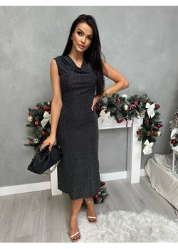 Grafitowa Błyszcząca Sukienka z Ozdobami ze sklepu ModnaKiecka.pl w kategorii Sukienki - zdjęcie 187501245