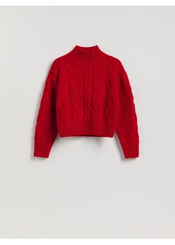 Reserved - Wełniany sweter z golfem - czerwony ze sklepu Reserved w kategorii Swetry damskie - zdjęcie 187501528