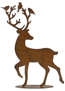 POSIWIO Dekoracja &quot;Deer with birds&quot; w kolorze jasnobrązowym - 39,5 x 52 cm ze sklepu Limango Polska w kategorii Dekoracje i akcesoria ogrodowe - zdjęcie 187501827