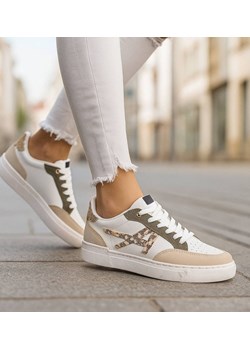 Trampki damskie sznurowane biało zielone /J4-4 H2 18481 W16-6/ ze sklepu Pantofelek24.pl w kategorii Trampki damskie - zdjęcie 187502505