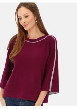 Fioletowy sweter z akcentem przy dekolcie i na rękawach L'AF Pamela ze sklepu Eye For Fashion w kategorii Swetry damskie - zdjęcie 187503057