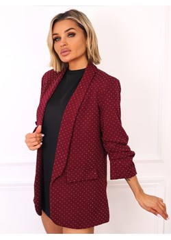 MARYNARKA ZDOBIONA CYRKONIAMI- BORDOWA ze sklepu olika.com.pl w kategorii Marynarki damskie - zdjęcie 187503116