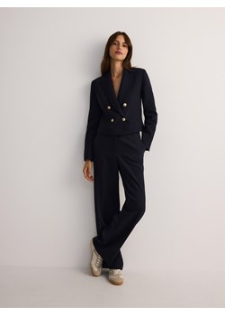 Reserved - Szerokie spodnie z dekoracyjnymi guzikami - granatowy ze sklepu Reserved w kategorii Spodnie damskie - zdjęcie 187503535
