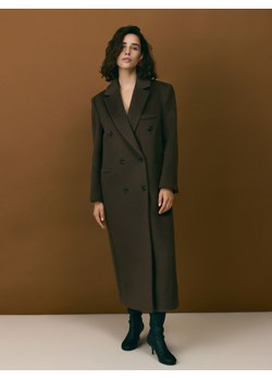 Reserved - Płaszcz oversize z wełną - brązowy ze sklepu Reserved w kategorii Płaszcze damskie - zdjęcie 187503549
