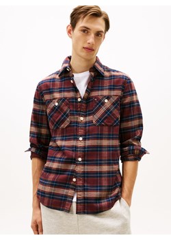 Tommy Hilfiger Męska koszula flanelowa Mężczyźni Regular Fit Bawełna bordowy w kratkę ze sklepu vangraaf w kategorii Koszule męskie - zdjęcie 187506787