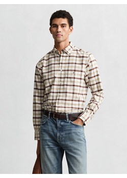Gant Męska koszula casual Mężczyźni Regular Fit Bawełna beżowy w kratkę ze sklepu vangraaf w kategorii Koszule męskie - zdjęcie 187506796