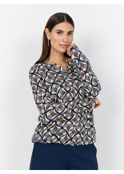 soyaconcept® Damska koszulka z długim rękawem - SC-Felicity Kobiety Bawełna granatowy wzorzysty ze sklepu vangraaf w kategorii Bluzki damskie - zdjęcie 187506799