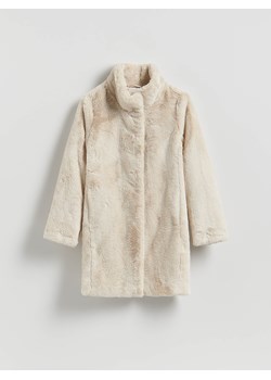 Reserved - Płaszcz z imitacji futra - złamana biel ze sklepu Reserved w kategorii Futra damskie - zdjęcie 187507465