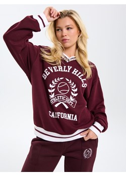 Sinsay - Bluza crewneck z nadrukiem - bordowy ze sklepu Sinsay w kategorii Bluzy damskie - zdjęcie 187508176