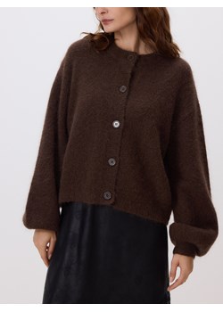 Reserved - Kardigan z wełną - ciemnobrązowy ze sklepu Reserved w kategorii Swetry damskie - zdjęcie 187508636