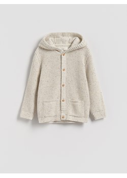 Reserved - Bawełniany kardigan z kapturem - złamana biel ze sklepu Reserved w kategorii Swetry chłopięce - zdjęcie 187508756