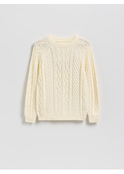 Reserved - Bawełniany sweter - złamana biel ze sklepu Reserved w kategorii Bluzy chłopięce - zdjęcie 187508807