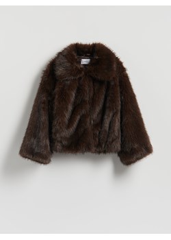 Reserved - Sztuczne futerko z kołnierzem - ciemnobrązowy ze sklepu Reserved w kategorii Futra damskie - zdjęcie 187508859