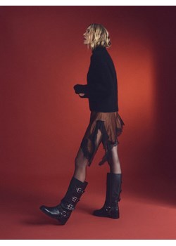 Reserved - Skórzane kozaki biker - czarny ze sklepu Reserved w kategorii Kozaki damskie - zdjęcie 187508895