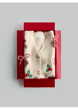 Reserved - Świąteczny kardigan - kremowy ze sklepu Reserved w kategorii Swetry dziewczęce - zdjęcie 187508986