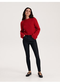 Reserved - Woskowane spodnie z wysokim stanem - czarny ze sklepu Reserved w kategorii Spodnie damskie - zdjęcie 187510476