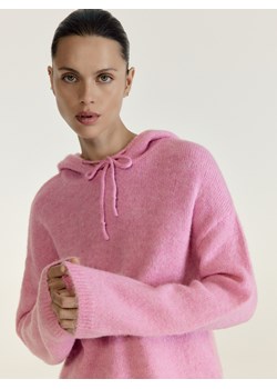 Reserved - Sweter z kapturem z wełną - różowy ze sklepu Reserved w kategorii Swetry damskie - zdjęcie 187510635