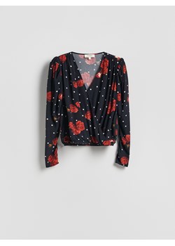 Reserved - Wzorzysta bluzka z wiskozy - czarny ze sklepu Reserved w kategorii Bluzki damskie - zdjęcie 187511186