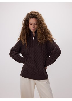 Reserved - Sweter z zapięciem na zamek - ciemnobrązowy ze sklepu Reserved w kategorii Swetry damskie - zdjęcie 187511306