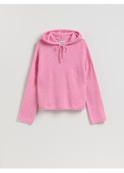 Reserved - Sweter z kapturem z wełną - różowy ze sklepu Reserved w kategorii Swetry damskie - zdjęcie 187511586