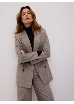 Reserved - Dwurzędowa marynarka w jodełkę - brązowy ze sklepu Reserved w kategorii Marynarki damskie - zdjęcie 187511729