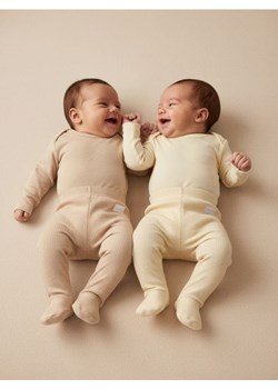 Sinsay - Prążkowane spodnie z zakrytymi stopami 2 pack - kremowy ze sklepu Sinsay w kategorii Spodnie i półśpiochy - zdjęcie 187513418