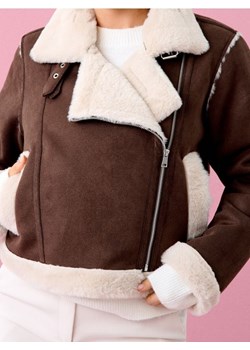 Sinsay - Kurtka pilotka z kożuchem - brązowy ze sklepu Sinsay w kategorii Kurtki damskie - zdjęcie 187513557