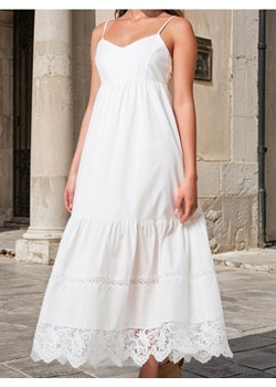 Sinsay - Sukienka midi z koronkowym wykończeniem - biały ze sklepu Sinsay w kategorii Sukienki - zdjęcie 187513568