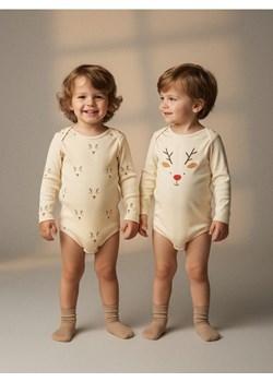 Sinsay - Body z motywem świątecznym 2 pack - kremowy ze sklepu Sinsay w kategorii Body niemowlęce - zdjęcie 187513625