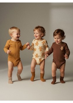 Sinsay - Bawełniane body 3 pack - kremowy ze sklepu Sinsay w kategorii Body niemowlęce - zdjęcie 187513626