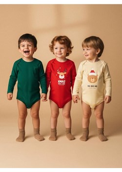 Sinsay - Body z motywem świątecznym 3 pack - czerwony ze sklepu Sinsay w kategorii Odzież dla niemowląt - zdjęcie 187513627