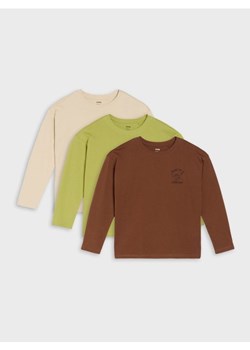 Sinsay - Koszulki z długimi rękawami 3 pack - beżowy ze sklepu Sinsay w kategorii T-shirty chłopięce - zdjęcie 187513679