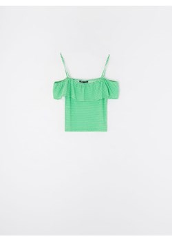 Sinsay - Top na ramiączkach z falbaną przy dekolcie - zielony ze sklepu Sinsay w kategorii Bluzki damskie - zdjęcie 187513687