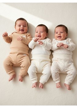 Sinsay - Bawełniane spodnie 3 pack - kremowy ze sklepu Sinsay w kategorii Odzież dla niemowląt - zdjęcie 187513707