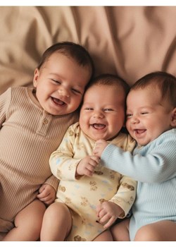 Sinsay - Body z prążkowanej dzianiny 3 pack - beżowy ze sklepu Sinsay w kategorii Odzież dla niemowląt - zdjęcie 187513725