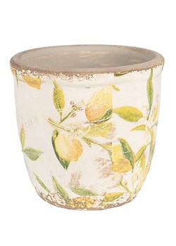 Clayre &amp; Eef Doniczka w kolorze biało-żółym - wys. 13 x Ø 14 cm ze sklepu Limango Polska w kategorii Doniczki i osłonki - zdjęcie 187515266