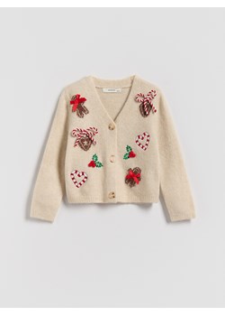 Reserved - Świąteczny kardigan - kremowy ze sklepu Reserved w kategorii Swetry dziewczęce - zdjęcie 187517057