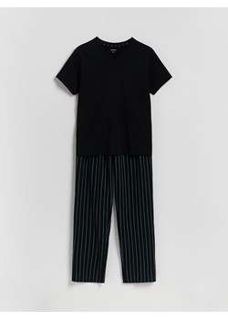 Reserved - Dwuczęściowa piżama z bawełny - czarny ze sklepu Reserved w kategorii Piżamy męskie - zdjęcie 187517095