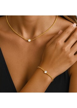 Elegancki damski komplet złoty z kryształkiem stal szlachetna ze sklepu otien.com w kategorii Komplety biżuterii - zdjęcie 187517948