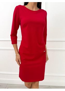 Czerwona Prosta Sukienka ze sklepu ModnaKiecka.pl w kategorii Sukienki - zdjęcie 187518036